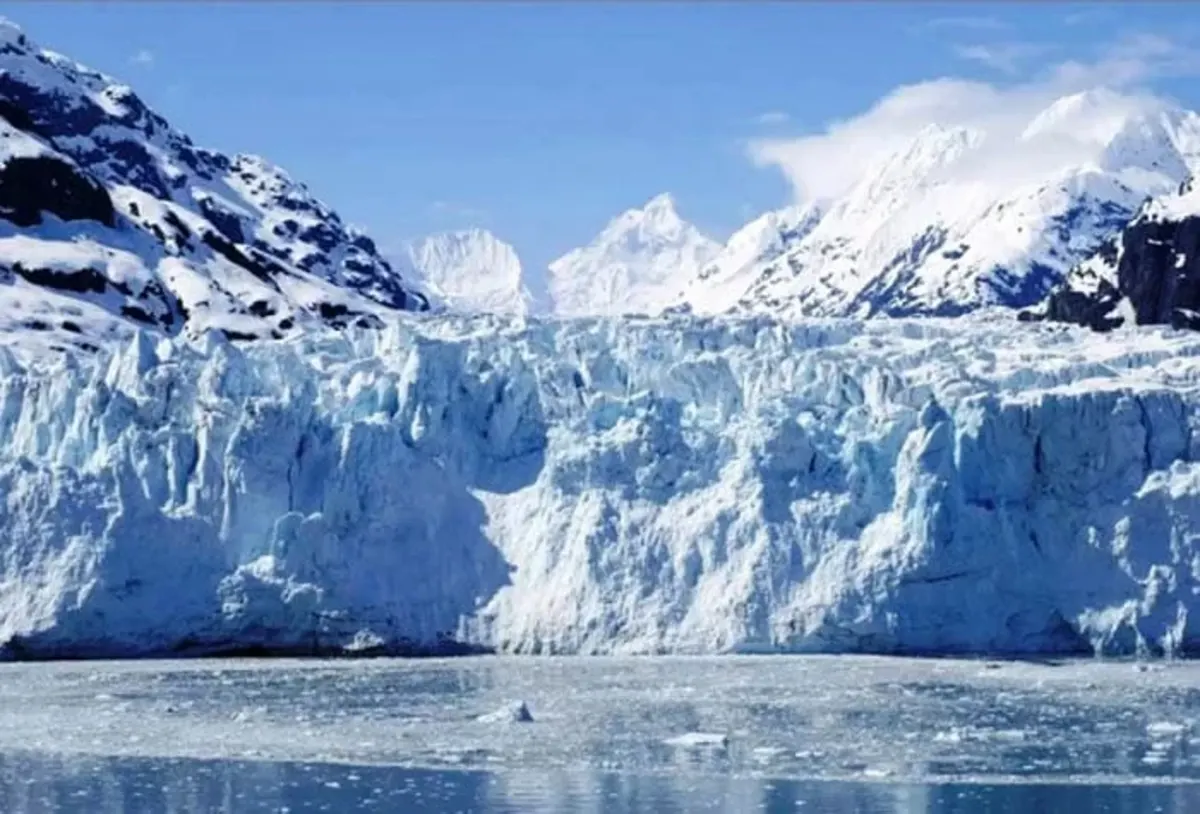 Vista Vista frontal del glaciar Lambert en la Antártida, el más grande del mundo.