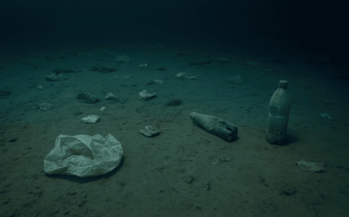 Contaminación plástica acumulada en el fondo del mar Mediterráneo