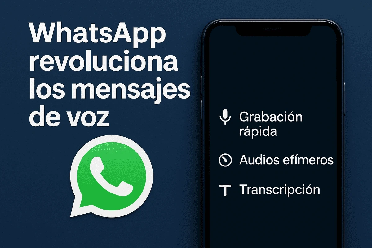 Interfaz de grabación de voz rediseñada en WhatsApp en un smartphone moderno