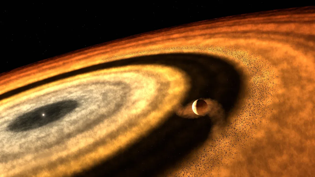Impresión artística del proceso de formación del exoplaneta WASP-121b en su entorno protoplanetario