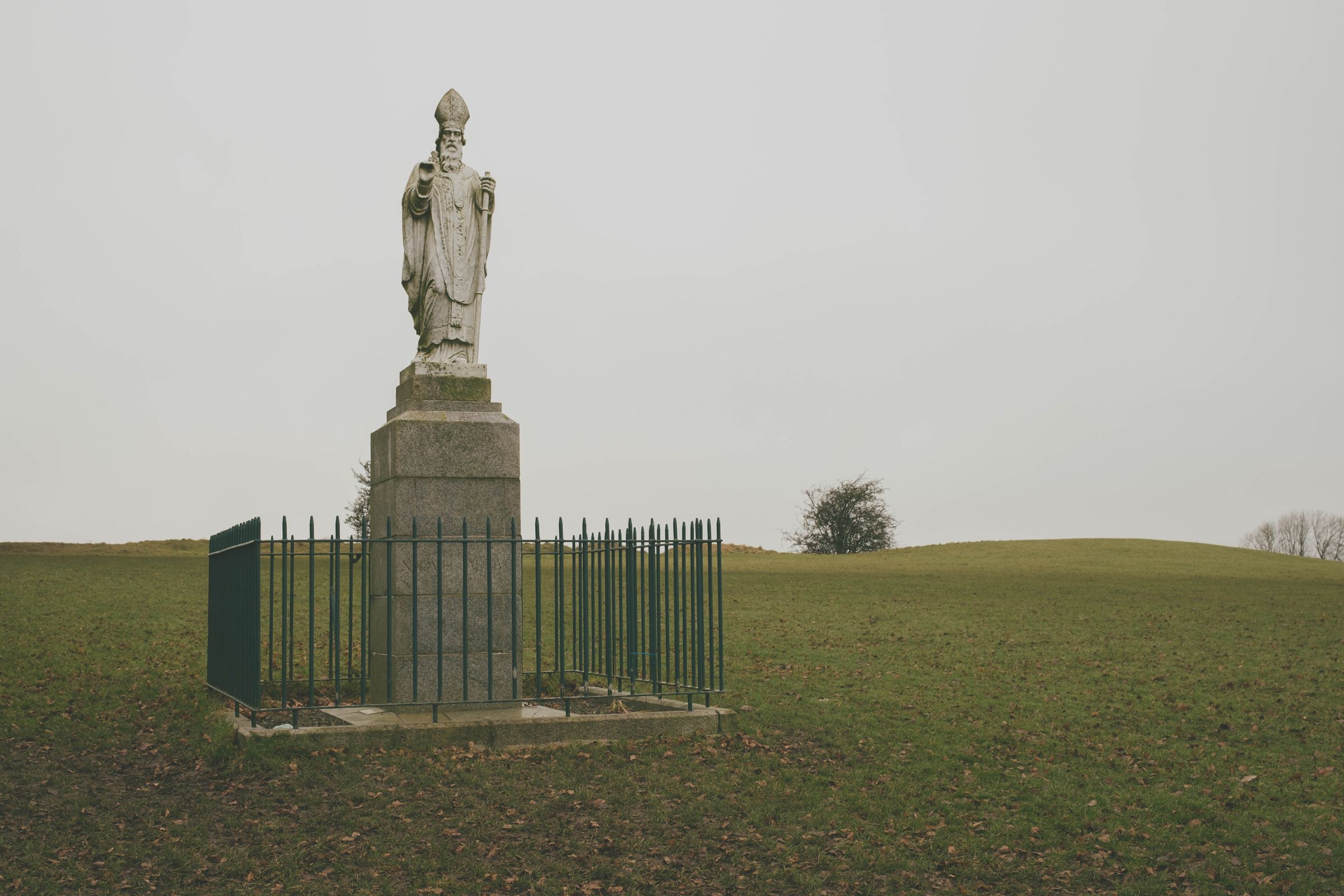 Religious statue on a cloudy day