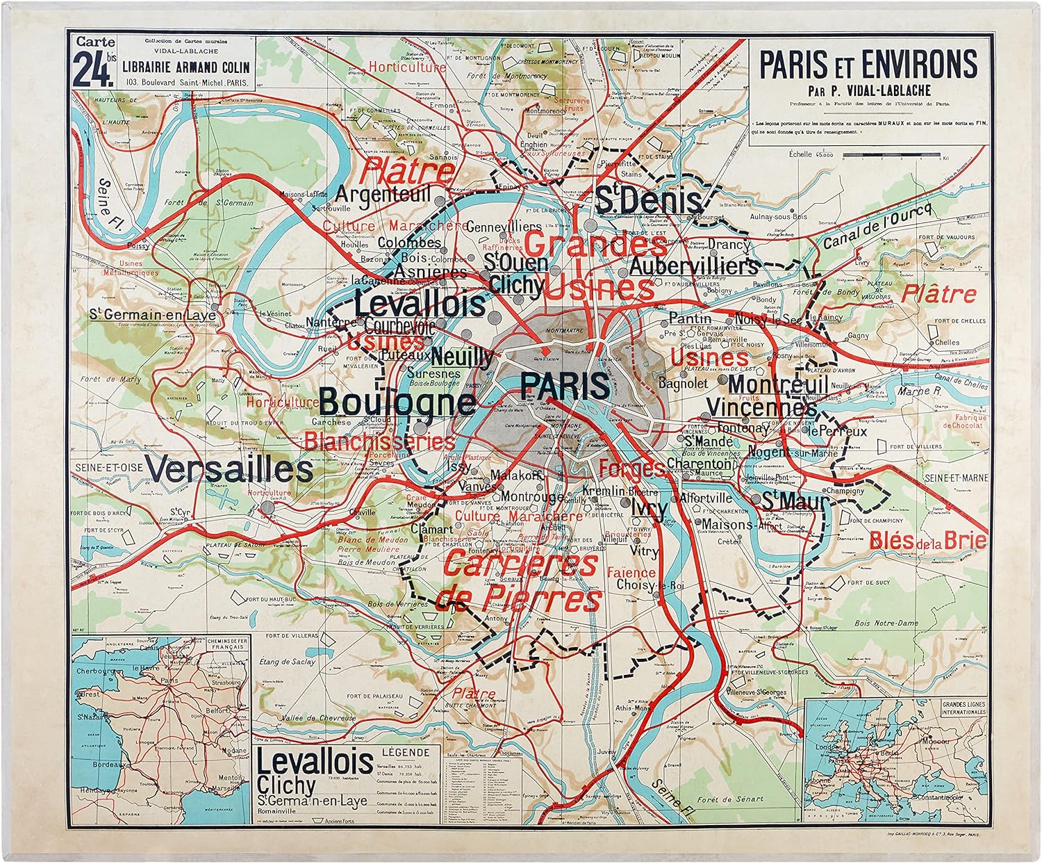 Affiche Vintage Scolaire Cartes