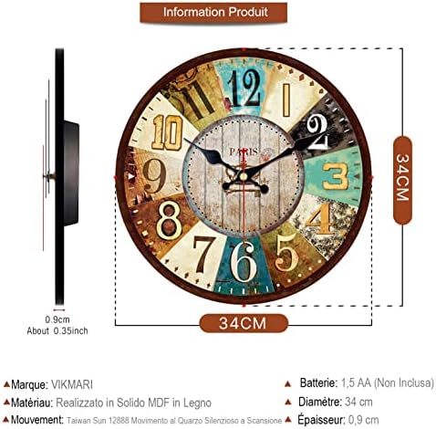 Vue 5 de Vikmari Horloges Murales En
