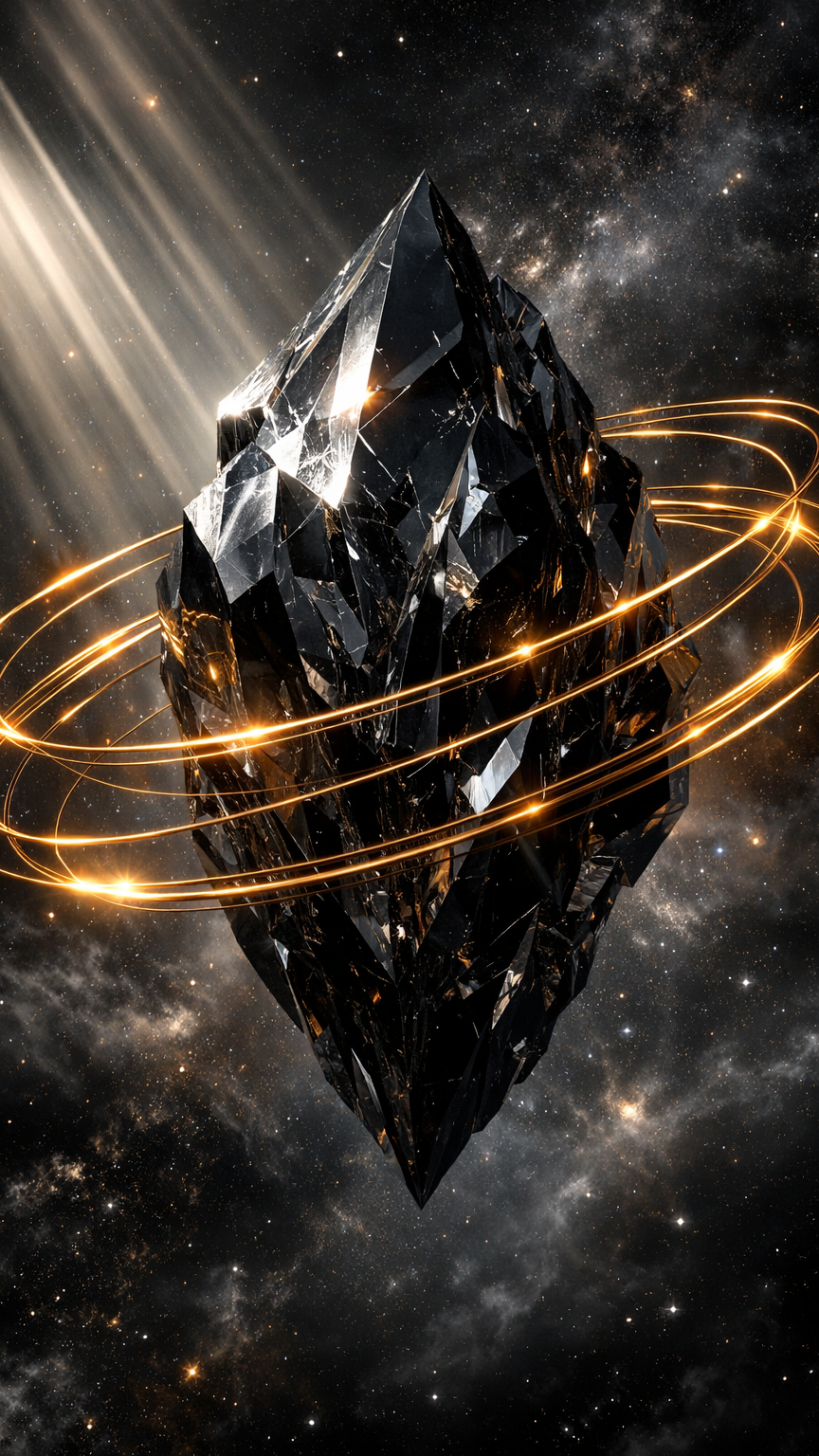 Colossal Crystal with Glowing Golden Rings