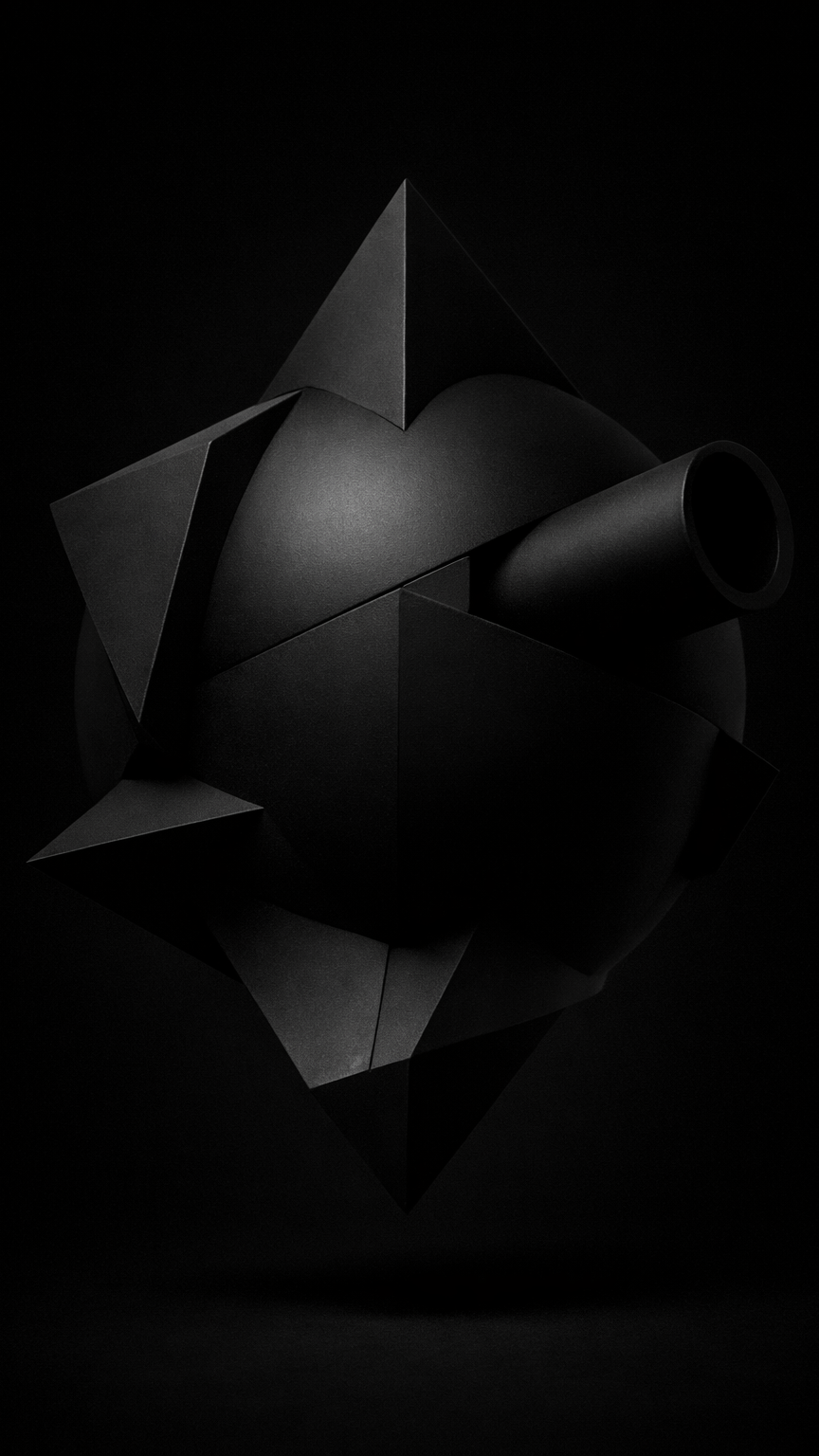 Floating Black Geometric Enigma
