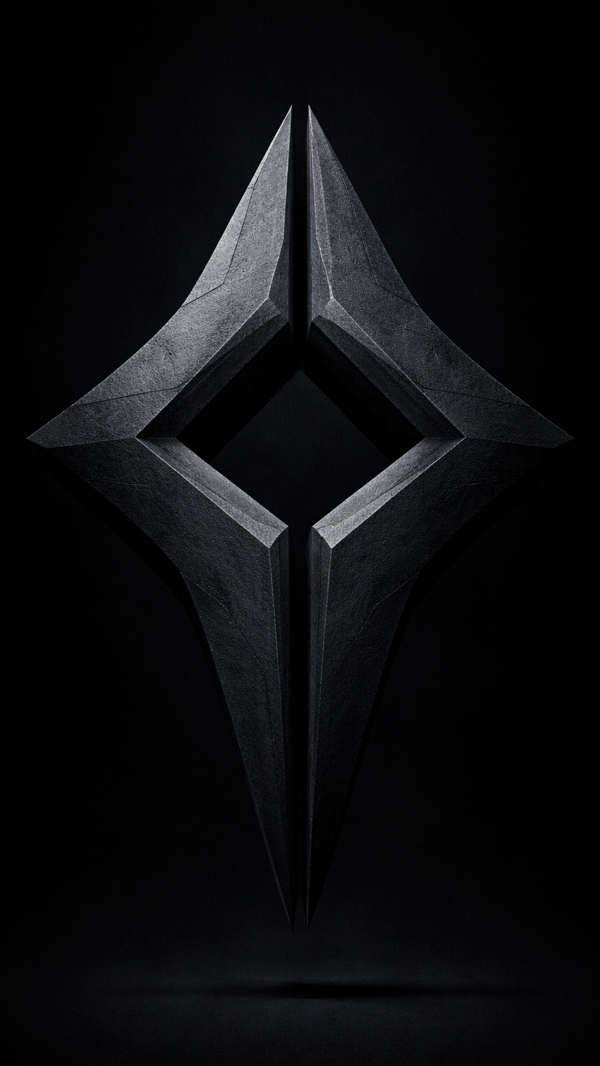 Futuristic Blackened Symbol in Darkness