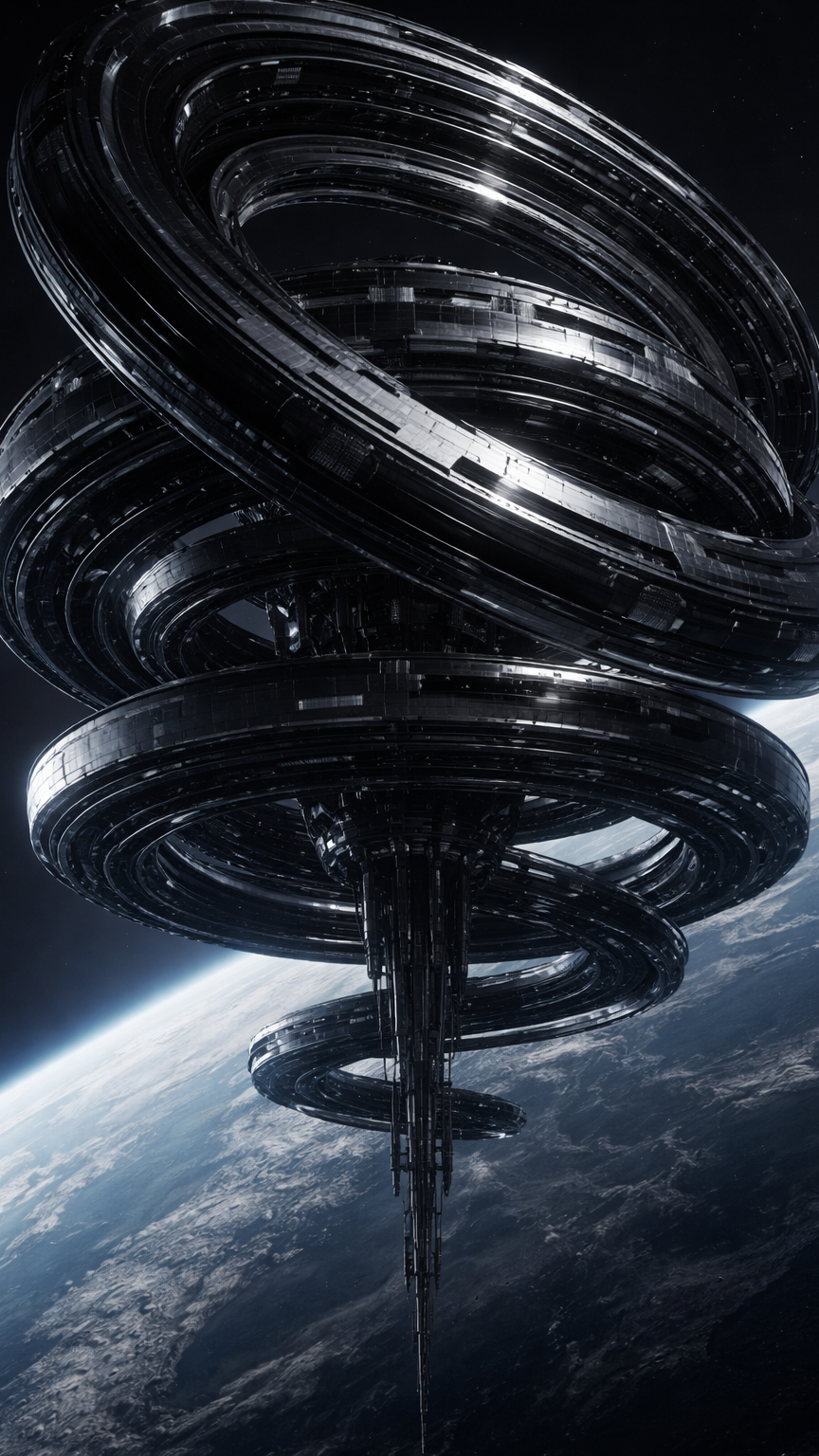 Futuristic Orbital Space Station in Orbit