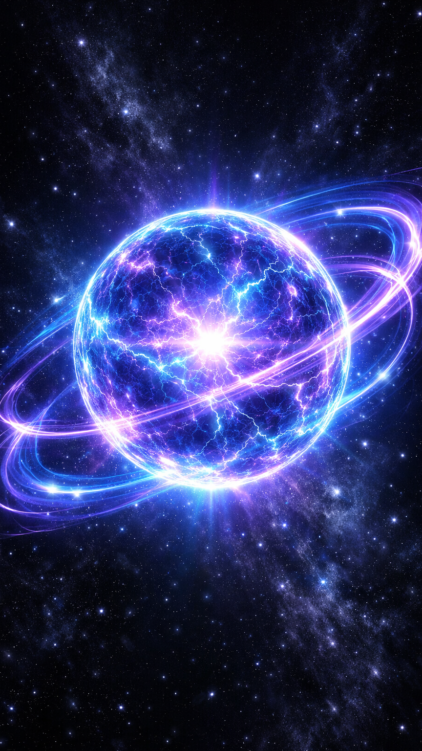 Glowing Energy Sphere in Deep Space