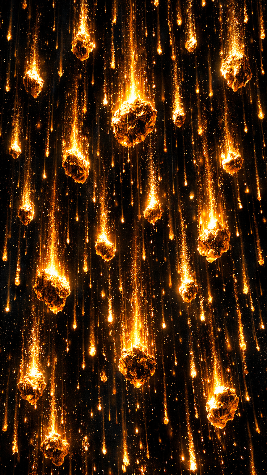 Golden Meteor Shower in Deep Space