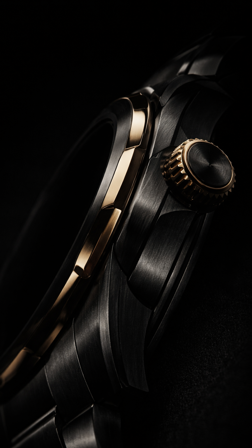Luxurious Black and Gold Wristwatch