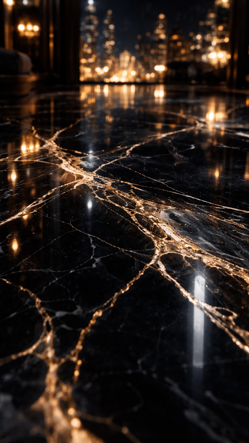 Black Marble with Gold Veins