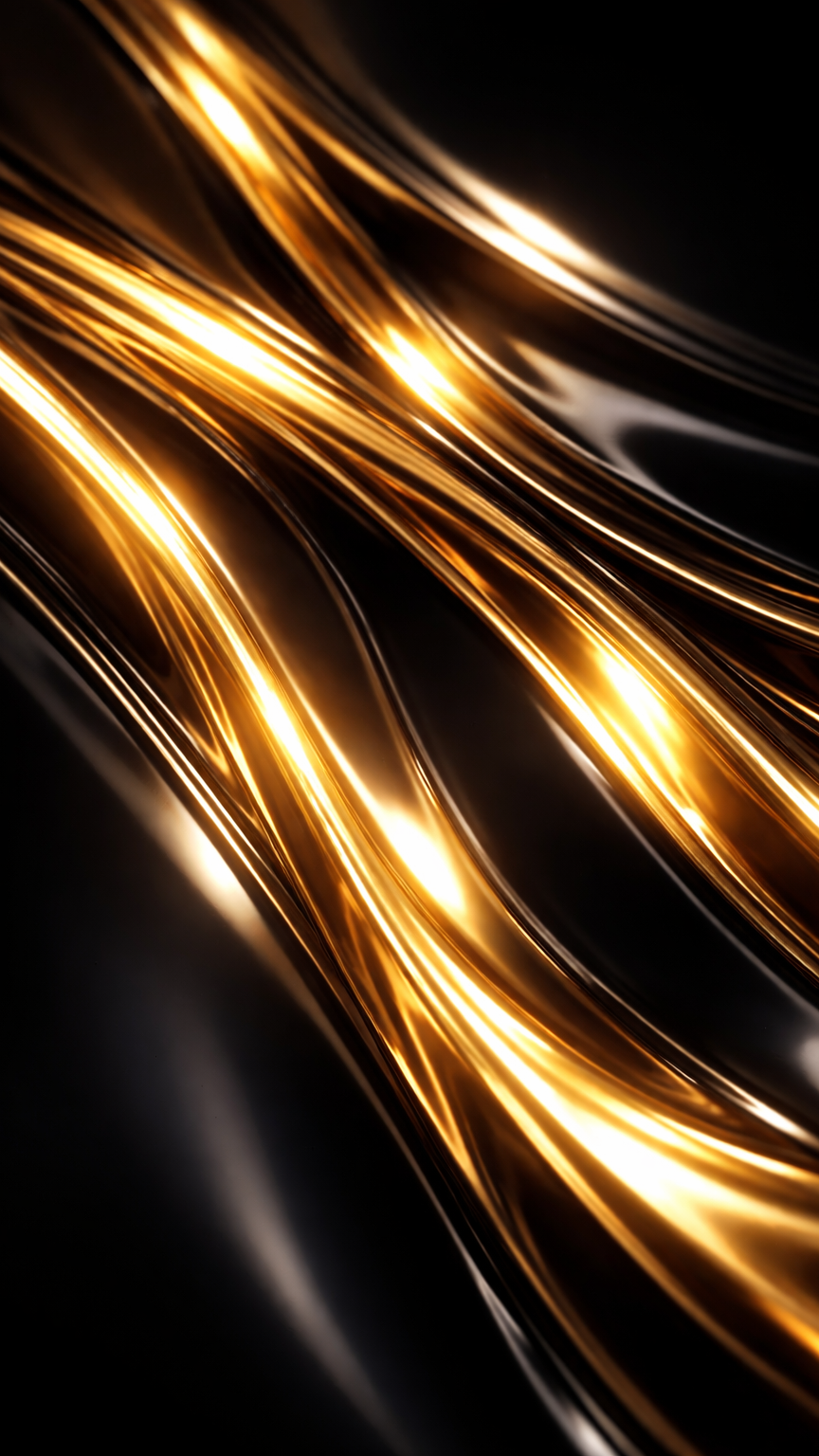 Molten Gold Flowing on Black Surface