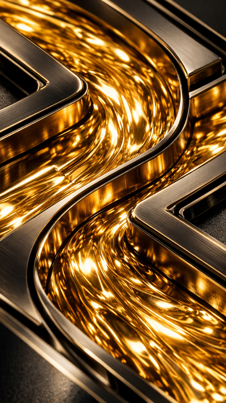 Molten Gold Flowing Through Metal Channel