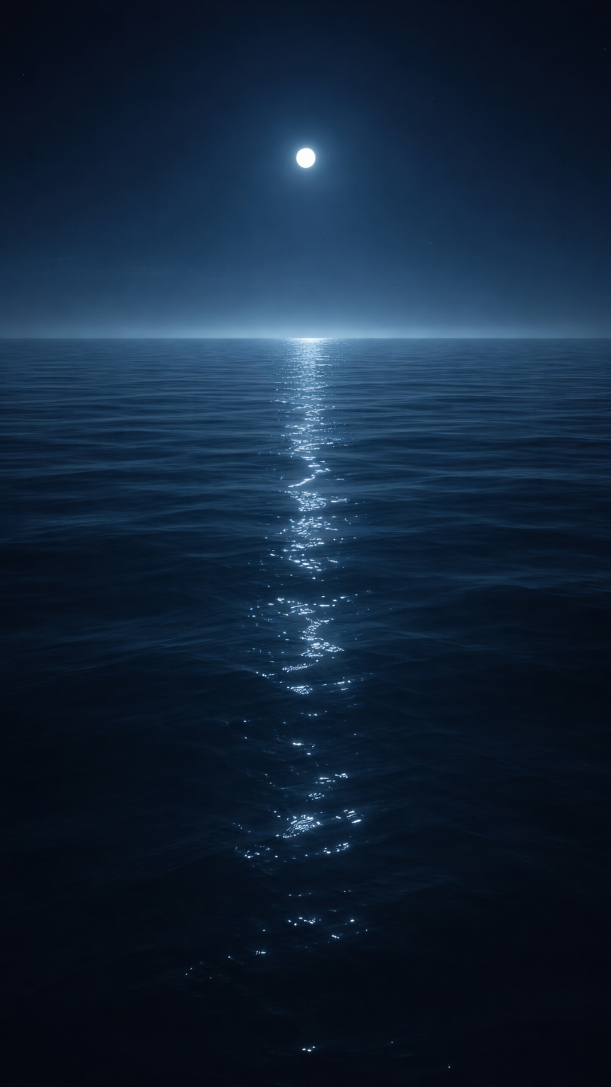Moonlit Path on Tranquil Ocean