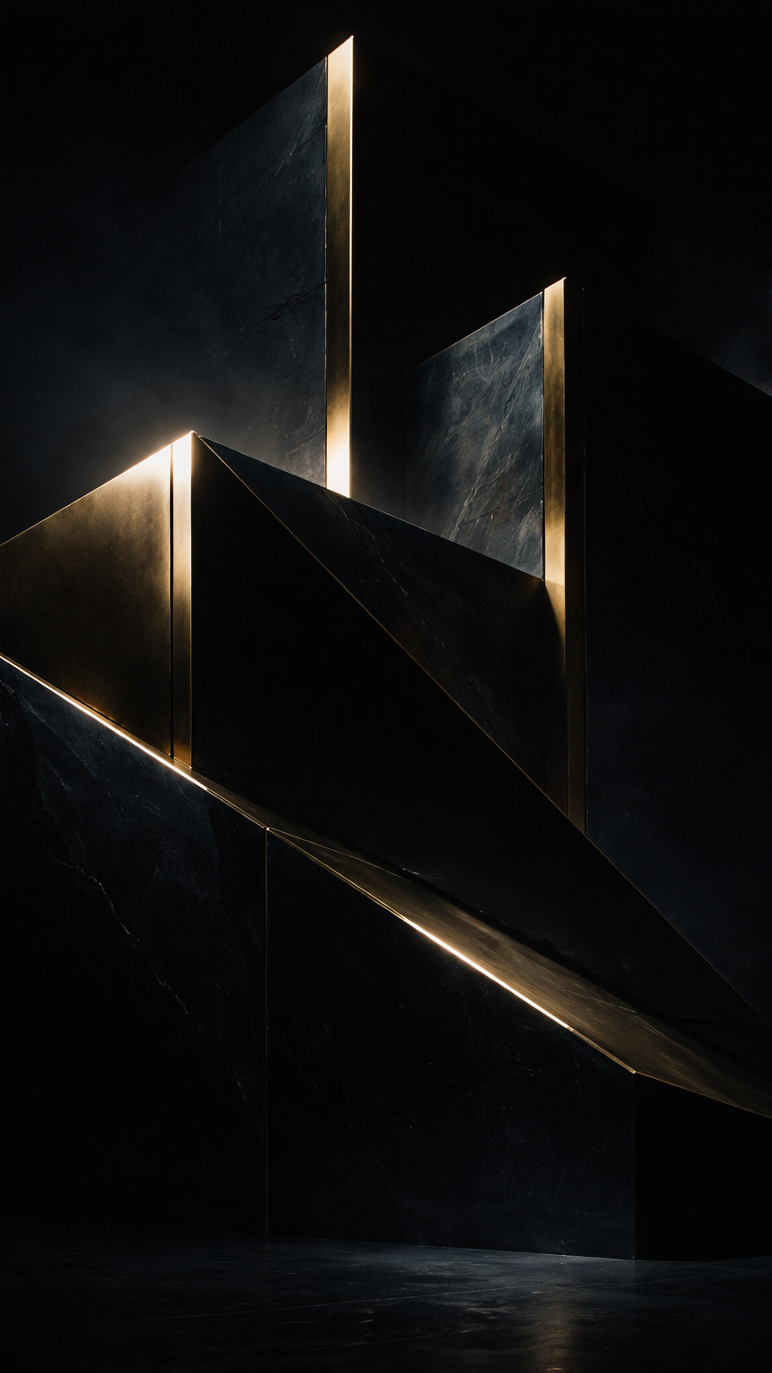 Obsidian Structure with Golden Accents