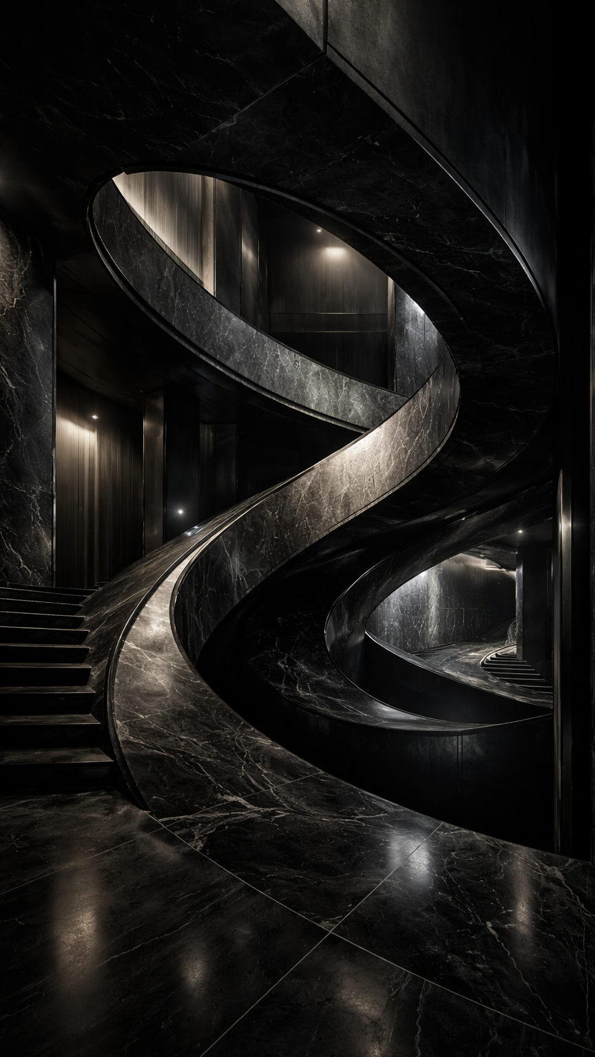 Twisted Elegance in Dark Architecture