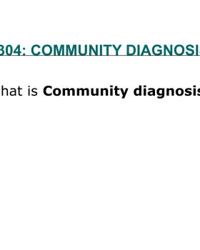 Community Diagnosis: Definition and Process cover