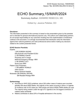Malaria Management ECHO Session Summary cover