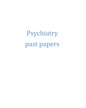 Psychiatry Past Papers cover
