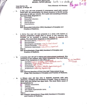 GENERAL MEDICINE MODEL PAPER (MCQs) cover