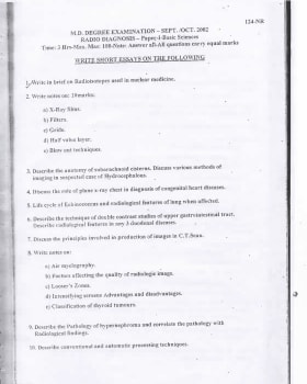 Question papers-Radiology cover