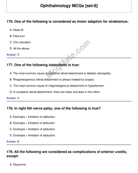 Ophthalmology MCQs [set-8] cover