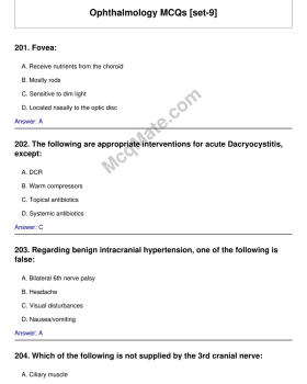 Ophthalmology MCQs [set-9] cover