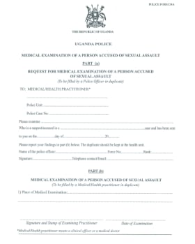 Medical Examination of a Person Accused of Sexual Assault - Police Form 24A cover