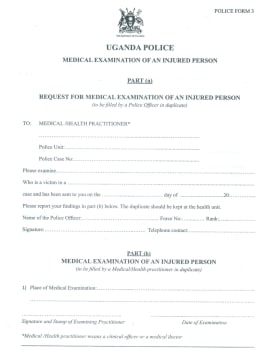 Medical Examination of an Injured Person - Police Form 3 cover
