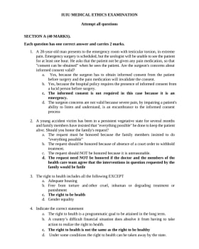 IUIU MEDICAL ETHICS EXAMINATION cover