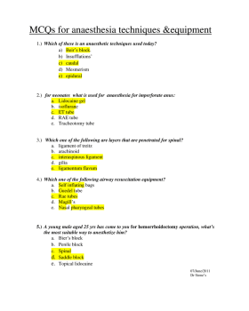 MCQs for anaesthesia techniques &equipment cover