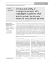 EFFICACY AND SAFETY OF PRASUGREL COMPARED WITH CLOPIDOGREL IN PATIENTS WITH ACUTE CORONARY SYNDROMES: RESULTS OF TRITON-TIMI 38 TRIALS cover