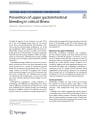 PREVENTION OF UPPER GASTROINTESTINAL BLEEDING IN CRITICAL ILLNESS cover