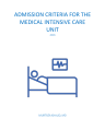 ADMISSION CRITERIA FOR THE MEDICAL INTENSIVE CARE UNIT cover