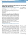 ANEMIA OF CRITICAL ILLNESS: A CONCISE DEFINITIVE REVIEW IN CRITICAL CARE cover
