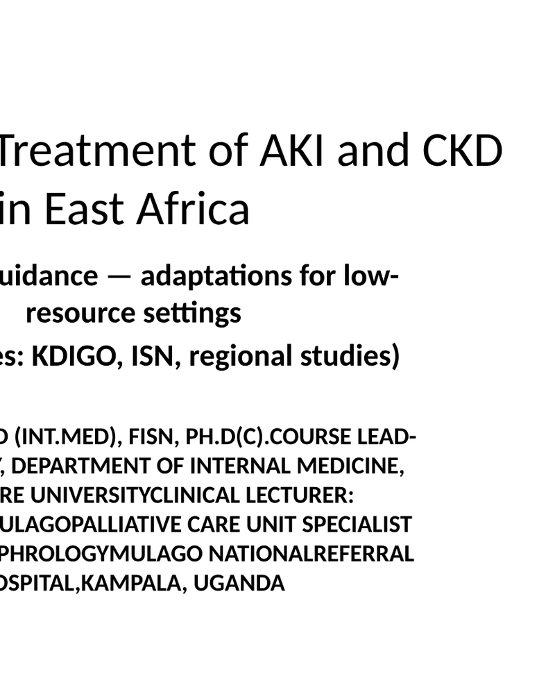 Screening and Treatment of AKI and CKD in East Africa cover