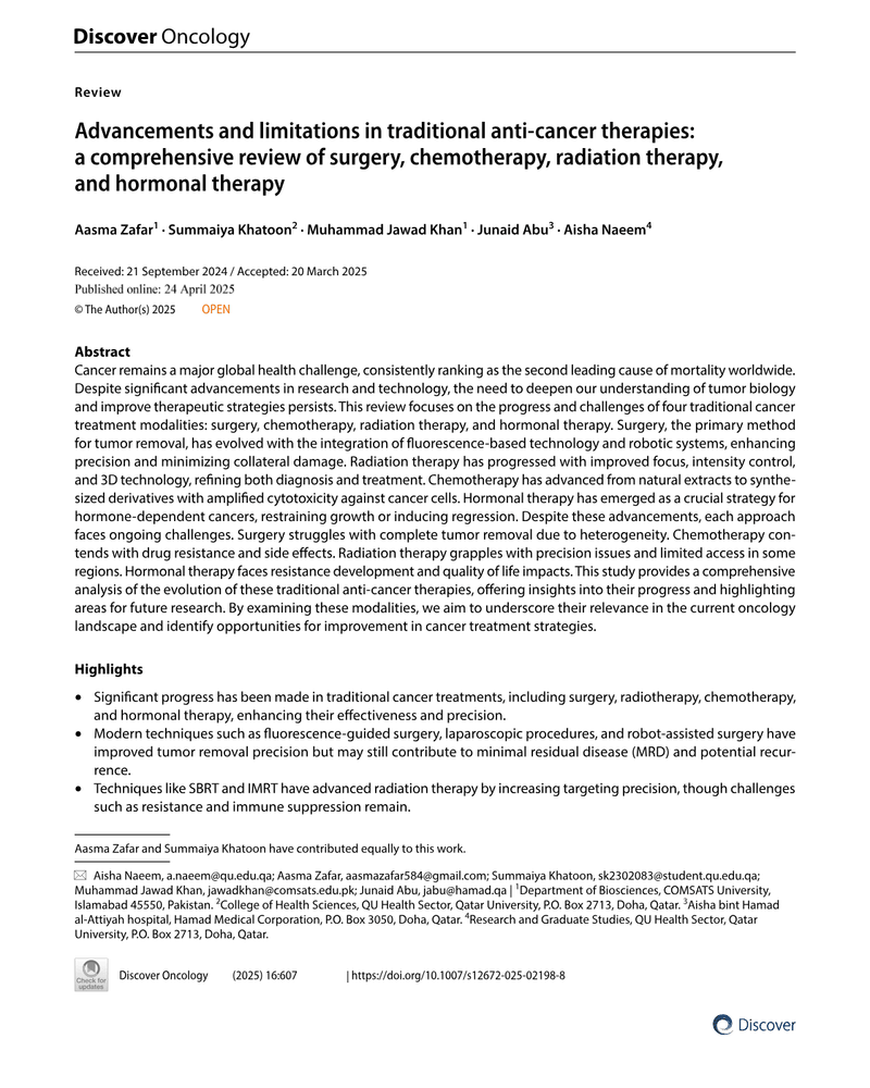 Advancements and Limitations of Traditional Cancer Therapies cover