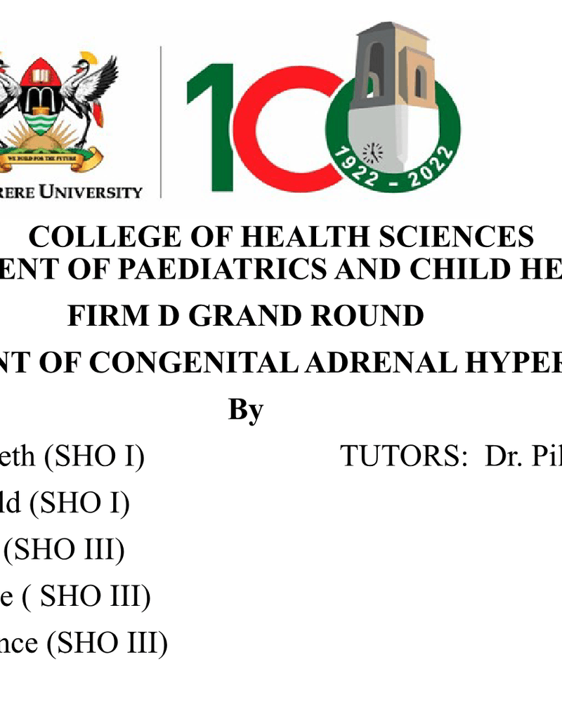 MANAGEMENT OF CONGENITAL ADRENAL HYPERPLASIA cover