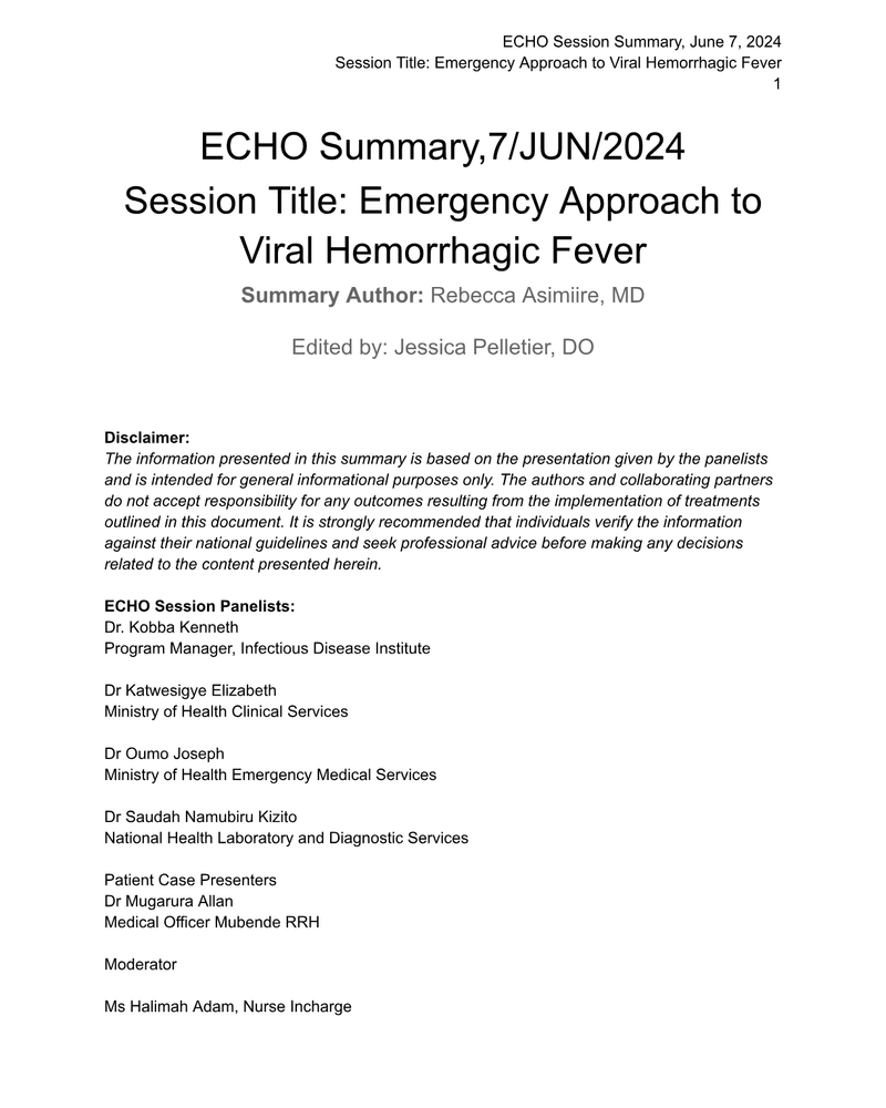 Emergency Approach to Viral Hemorrhagic Fever cover