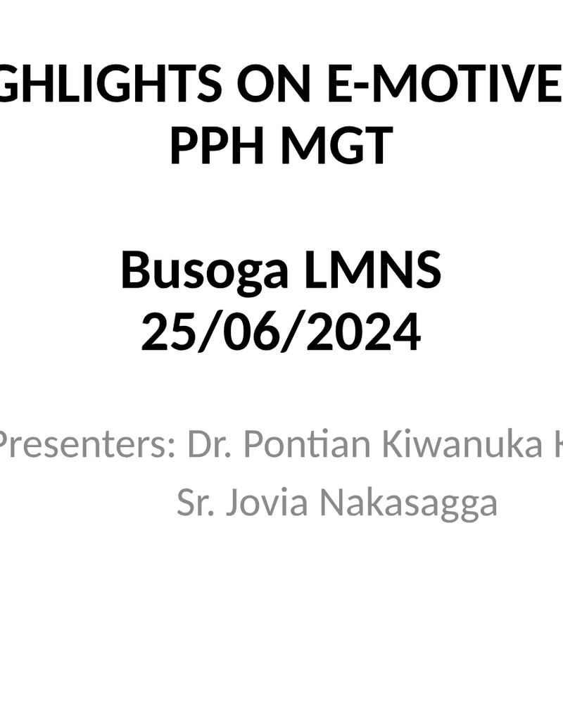E-MOTIVE Protocol for Postpartum Haemorrhage Management cover