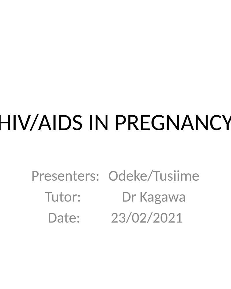 HIV/AIDS in Pregnancy cover