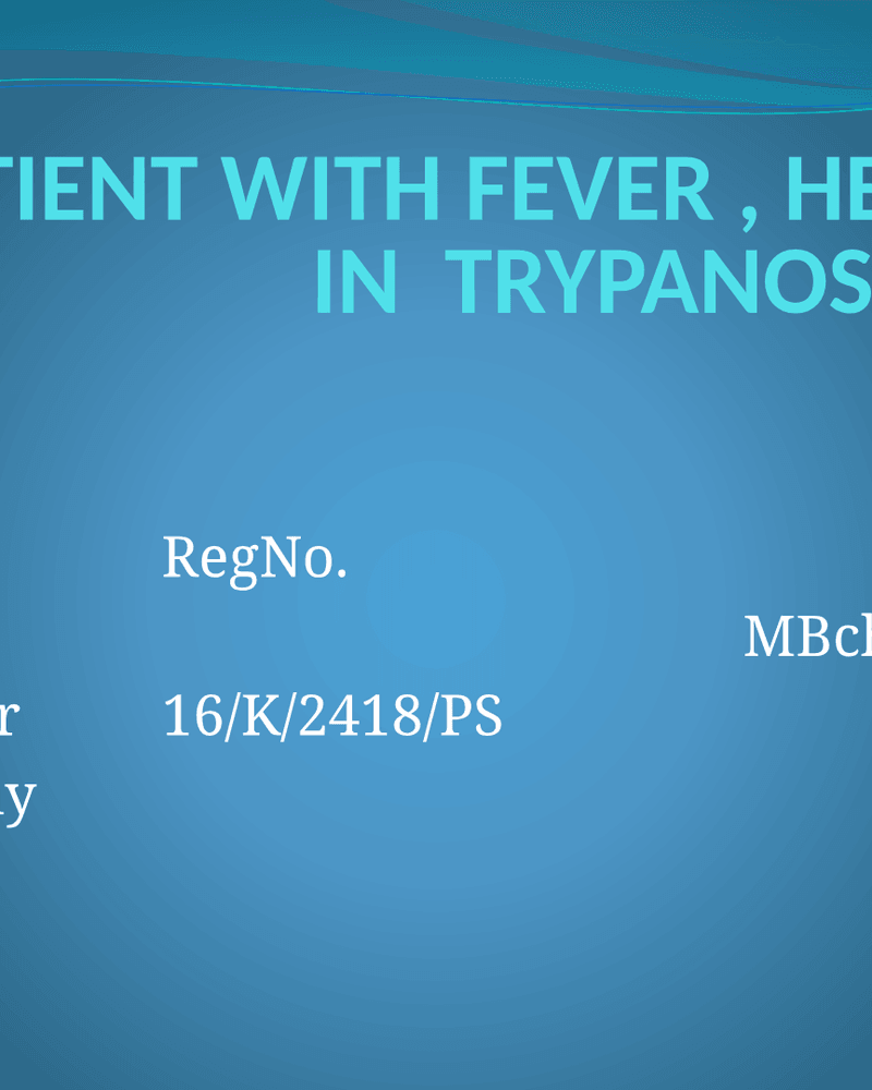 Human African Trypanosomiasis cover