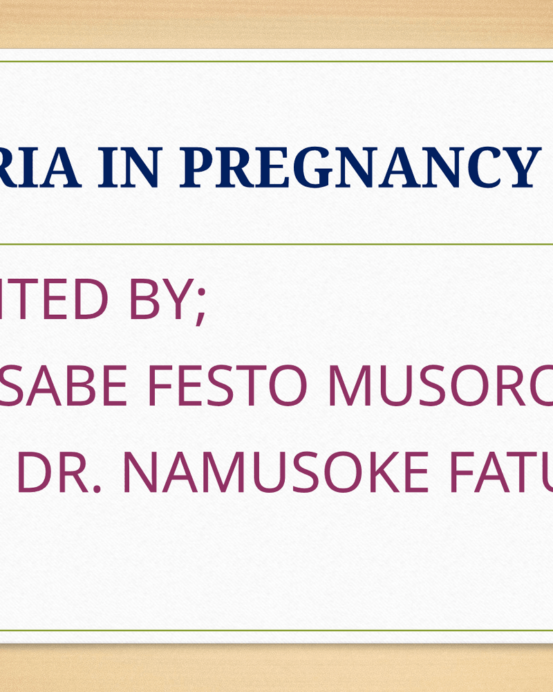 Malaria in Pregnancy cover