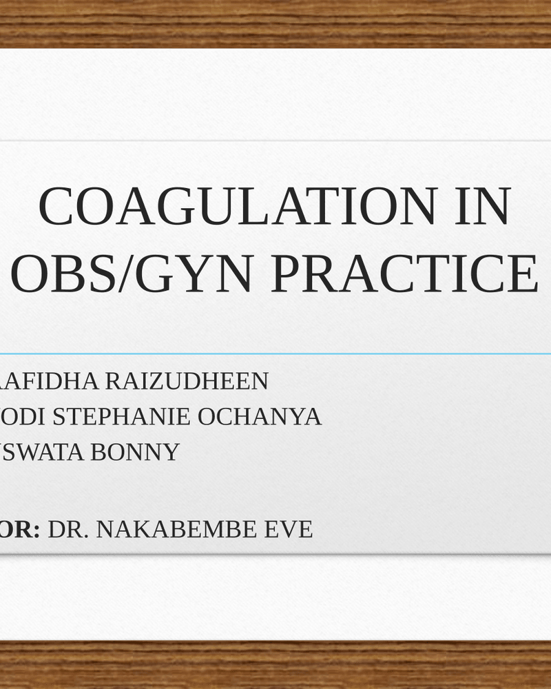 Coagulation in OBSGYN cover