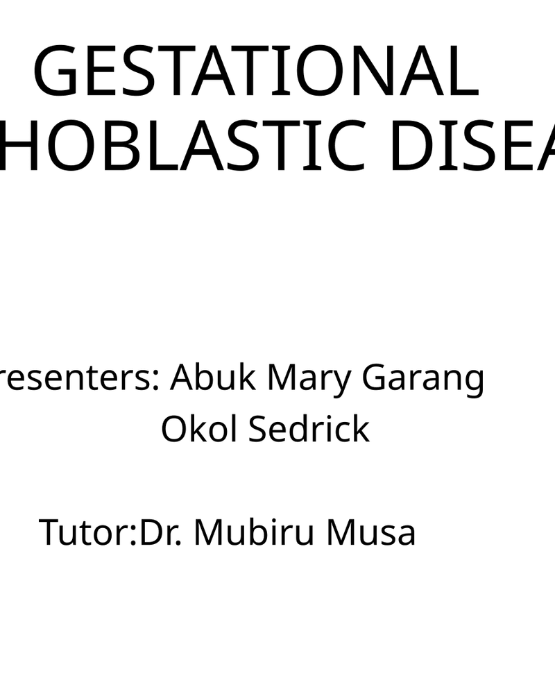 GESTATIONAL TROPHOBLASTIC DISEASE cover