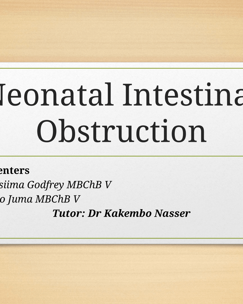 Neonatal intestinal obstruction cover