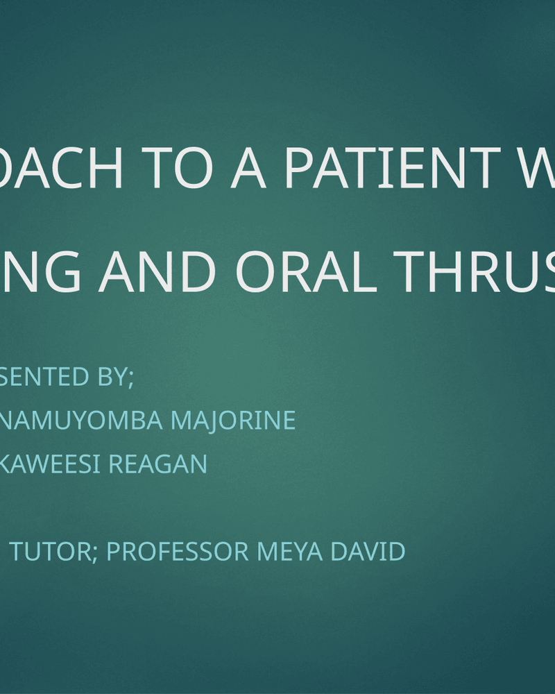 ORAL THRUSH AND WASTING cover