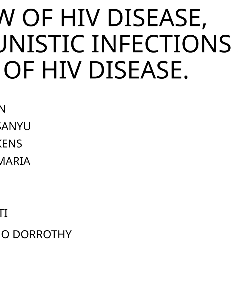 Overview of HIV, opportunistic infections and staging cover