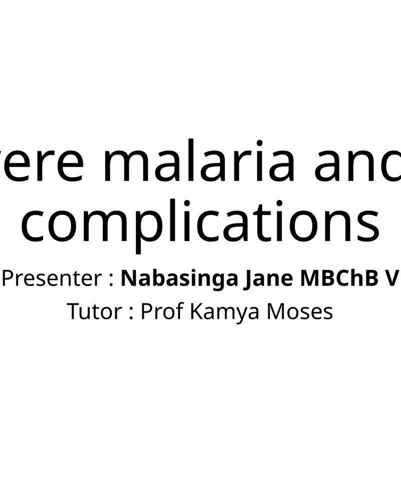 severe malaria and its complications cover
