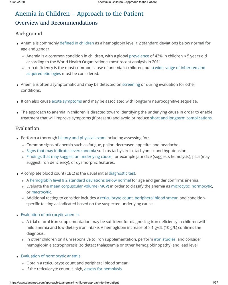 Anemia in Children - Approach to the Patient cover